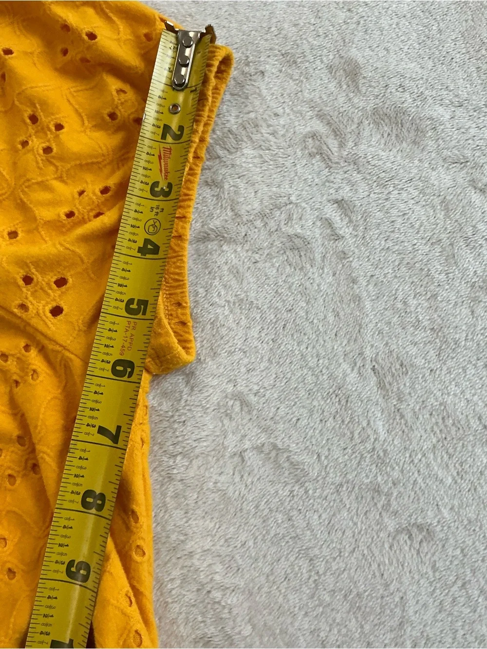 Hollister Smocked Waist Eyelet Embroidery Top Medium - Mustard Puff Sleeve - Picture 8 of 10